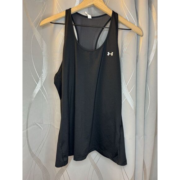Under Armor Women's XL Racetrack Sheer Black Tank Lightweight Workout Running‎ - Picture 1 of 9